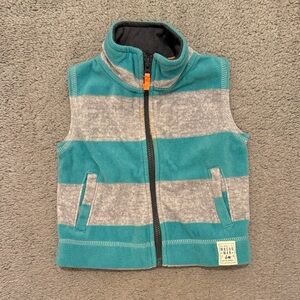 Striped Teal and Gray Fleece Vest